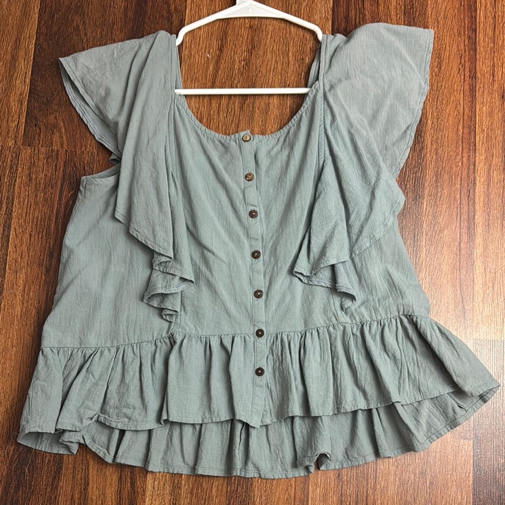 Women's Ruffled Button-Down Top